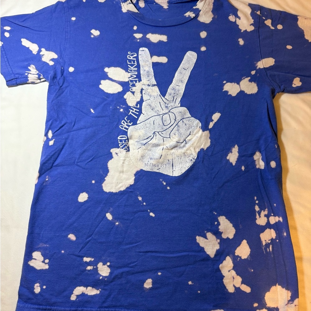 Women's Blue Tie-Dye Peace Graphic Tee